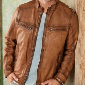 MEN’S PATRICK JAMES LAMBSKIN BLOUSON JACKET IN COGNAC